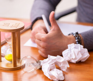 Male writer in time management concept